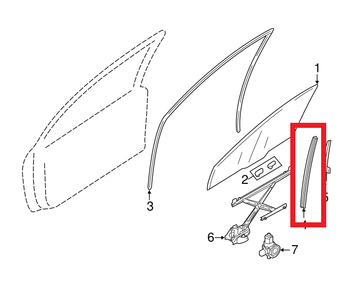 Mitsubishi RUNCHANNEL,FR DOOR WINDOW | 5705A588